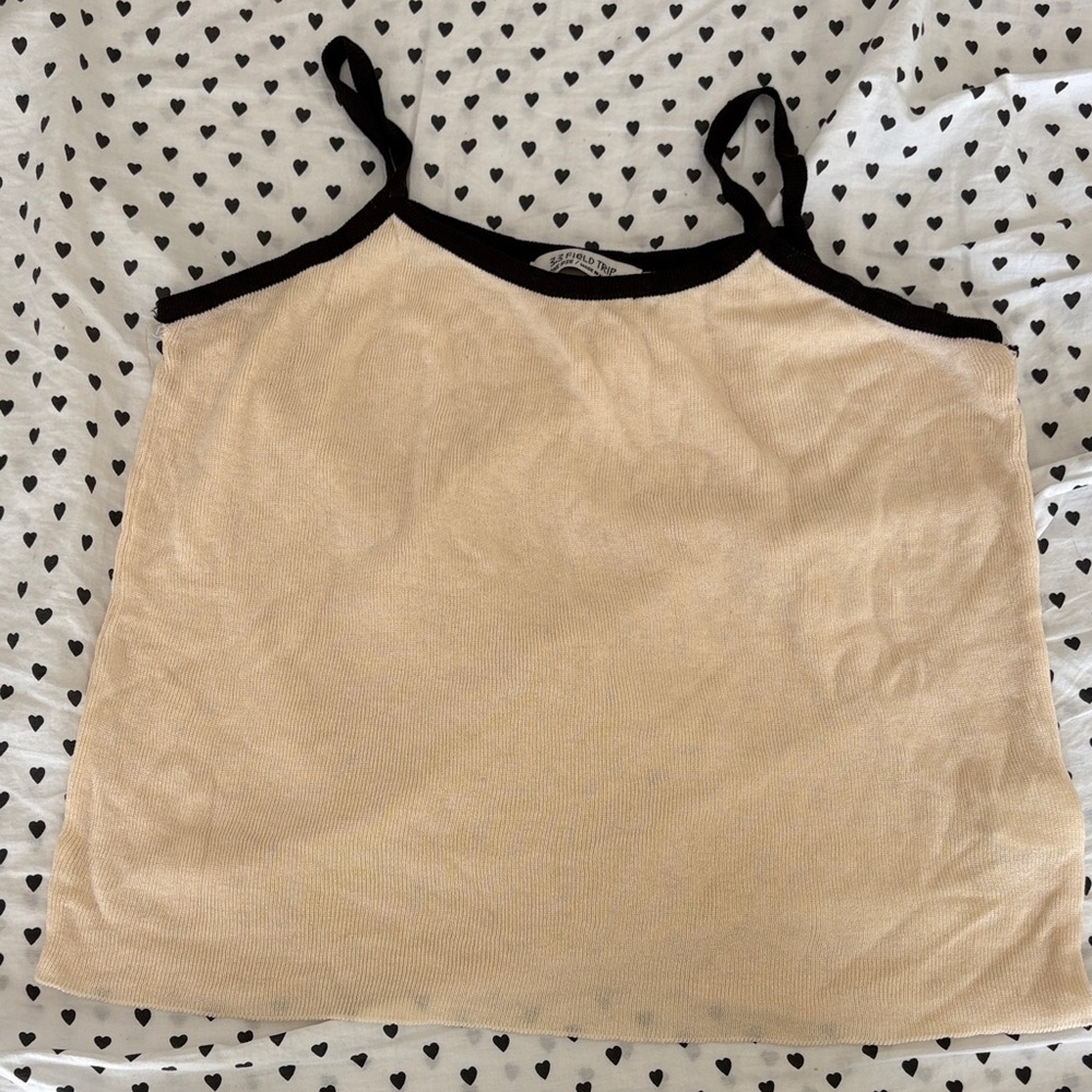 A-Land Beige and Black Women's Camisole